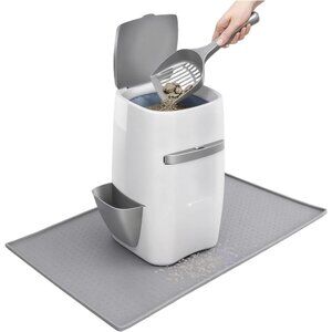 Silicone Trash Can Mat with Raised Edges, Waterproof Non Slip Base Protector to